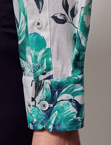 Картинка Рубашка Piccadilly White & Green Floral Diamond Weave Shirt